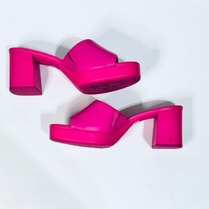 Women's Pink Block Heel Sandals